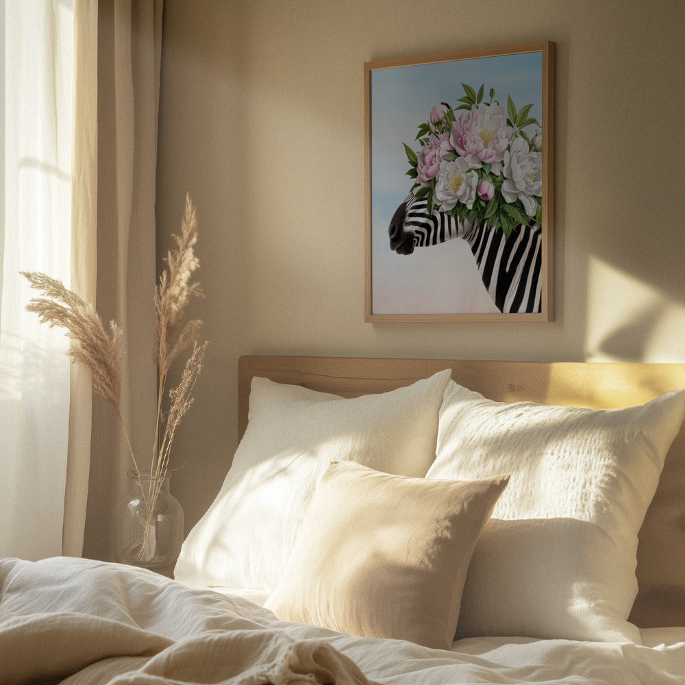 Zebra med blomsterkrans