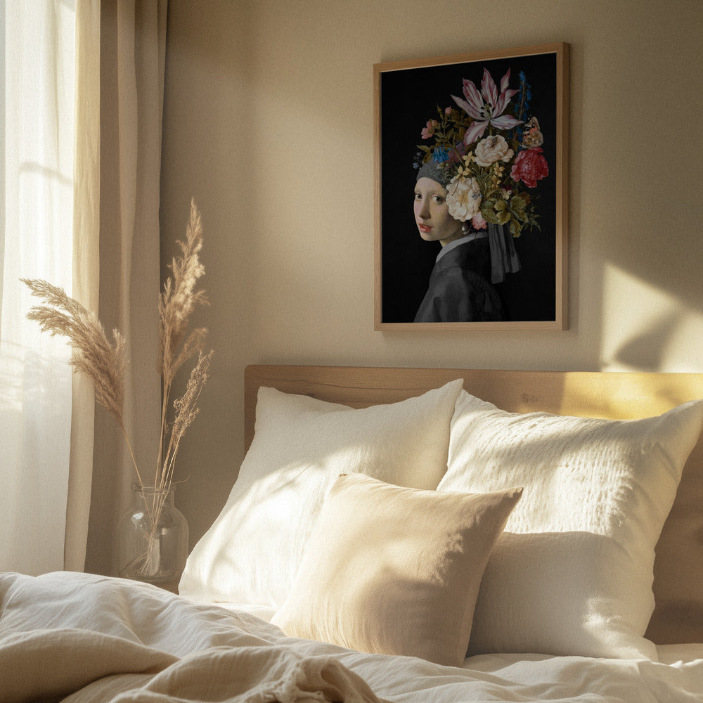 Pige med blomstermotiv