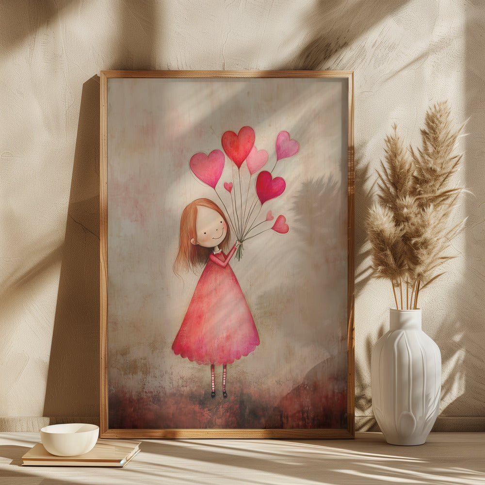 Pige med hjerteballoner