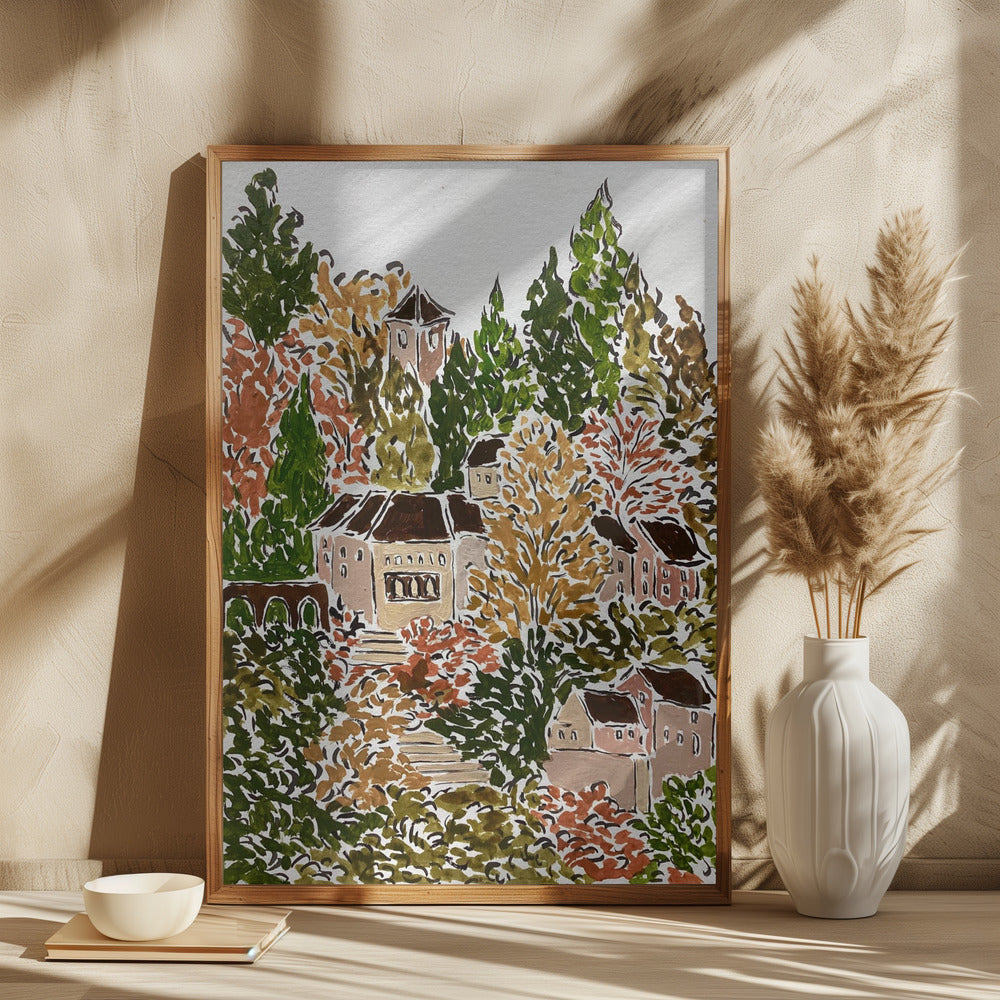 Efterårslandskab med huse