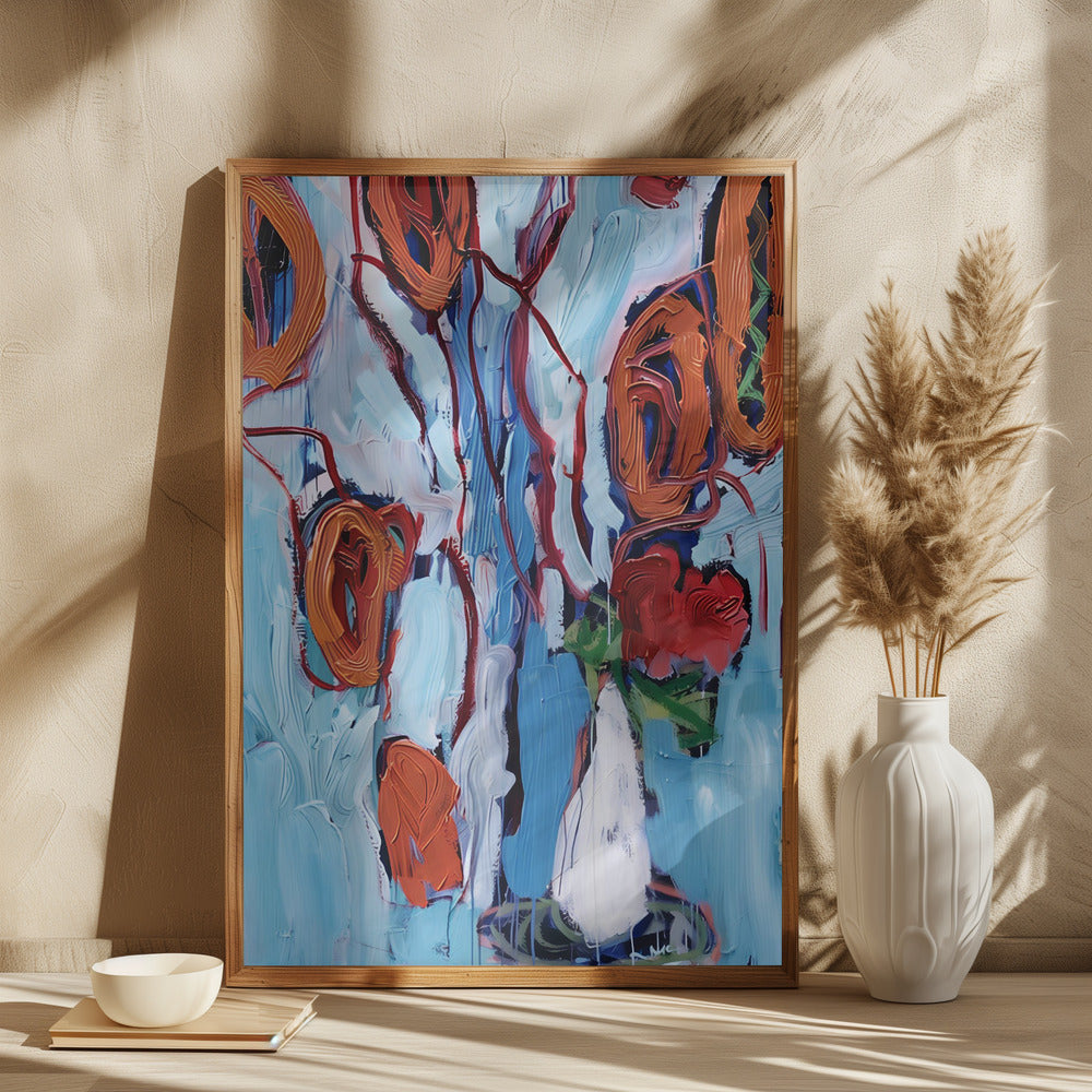 Farverig blomsterkomposition