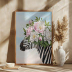 Zebra med blomsterkrans