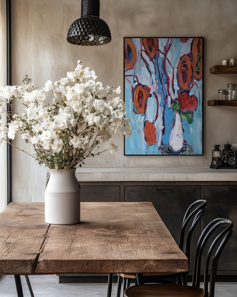 Farverig blomsterkomposition