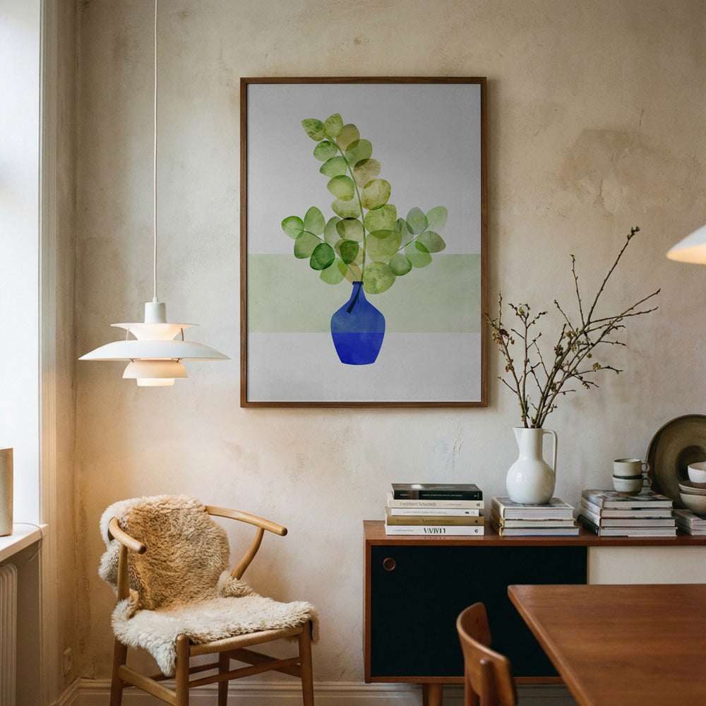Blå vase med Eukalyptus