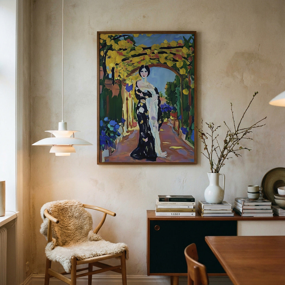 Elegante kvinde i blomster