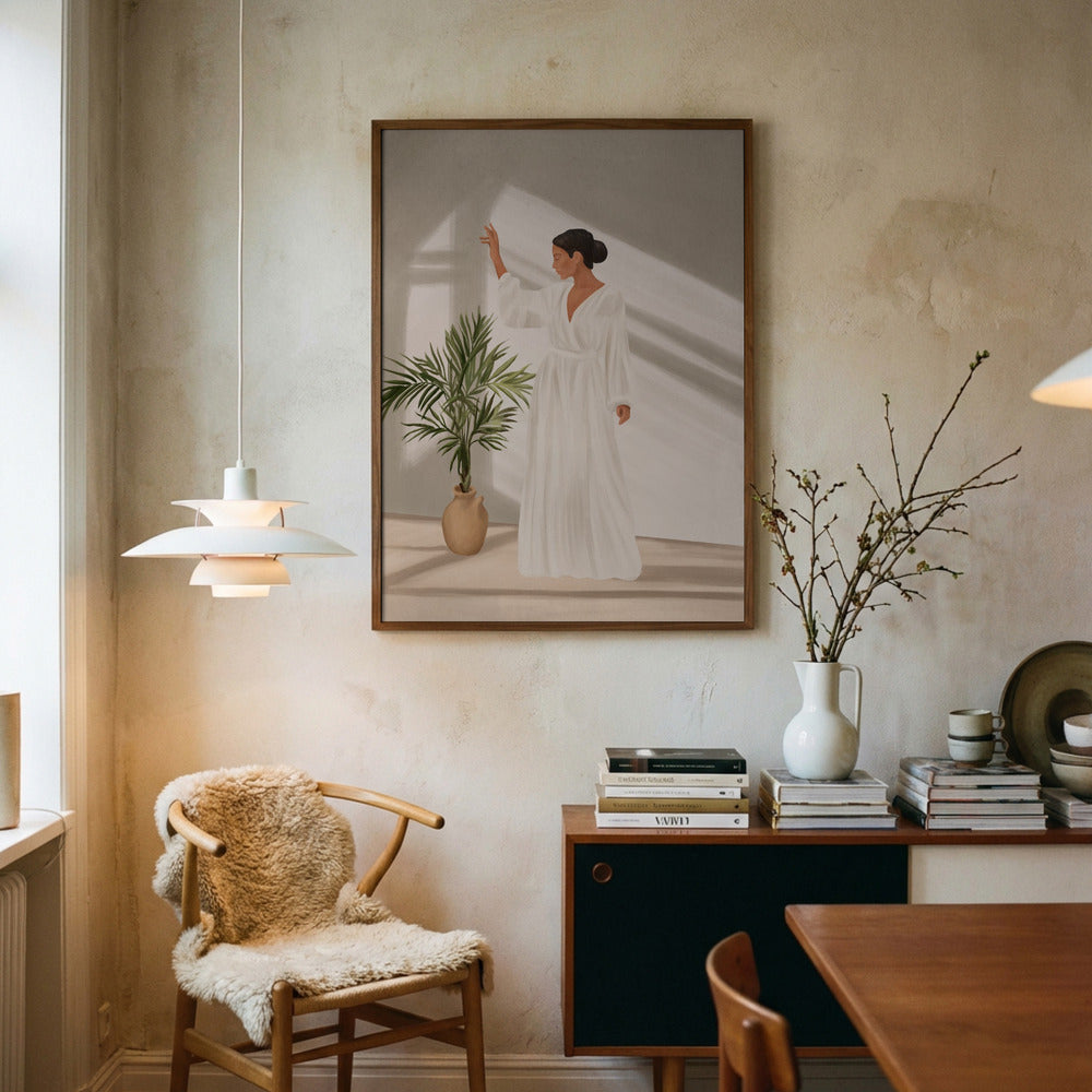 Elegante kvinde i hvid