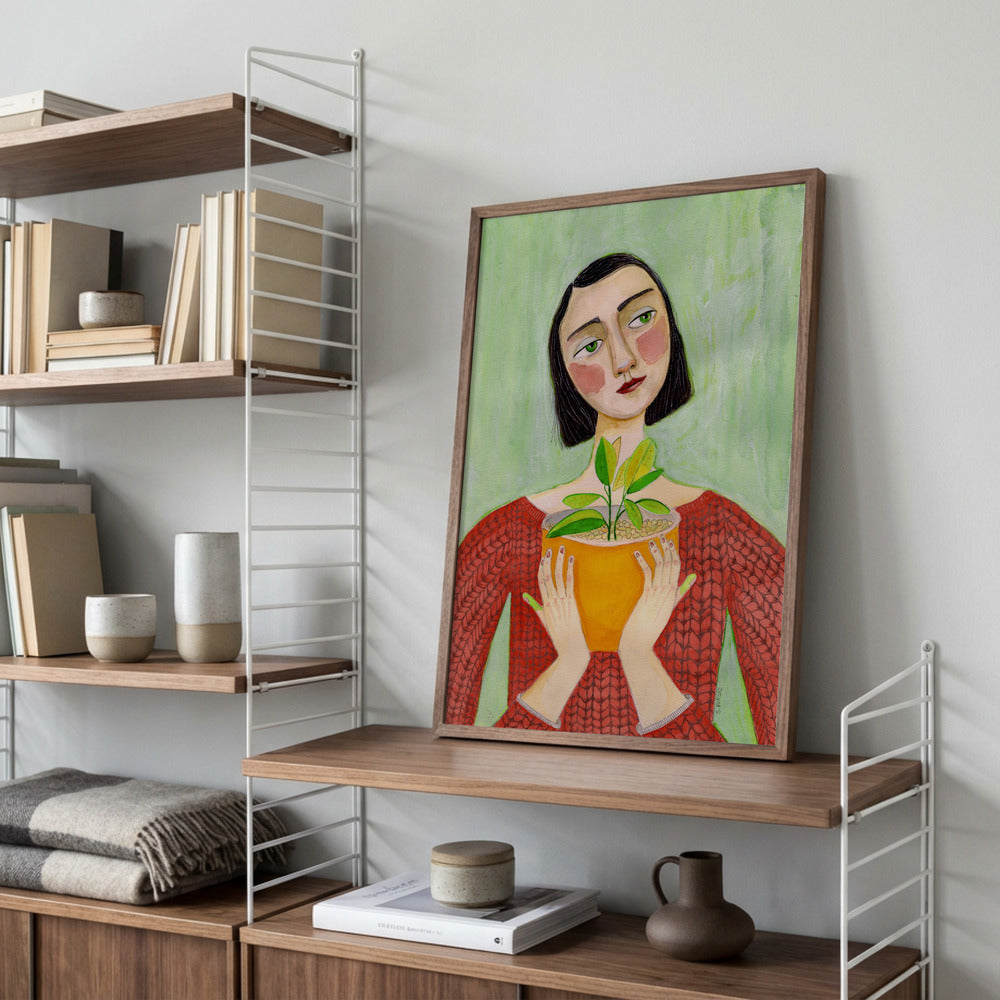 Kvinde med plante