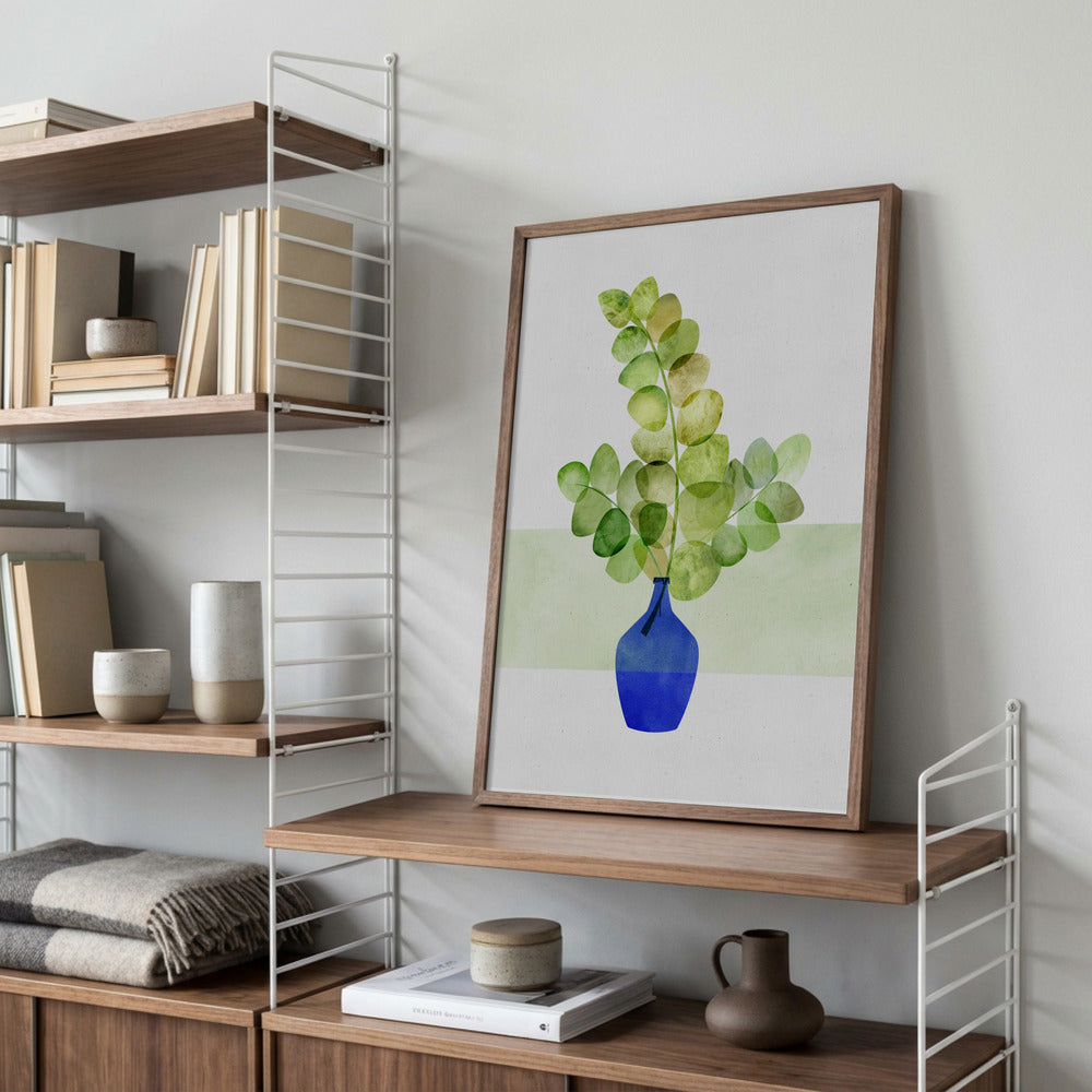Blå vase med Eukalyptus