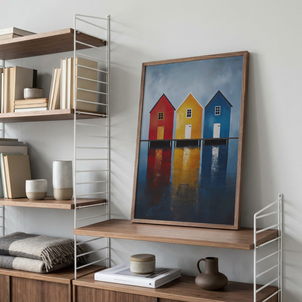 Farverige huse ved vandet