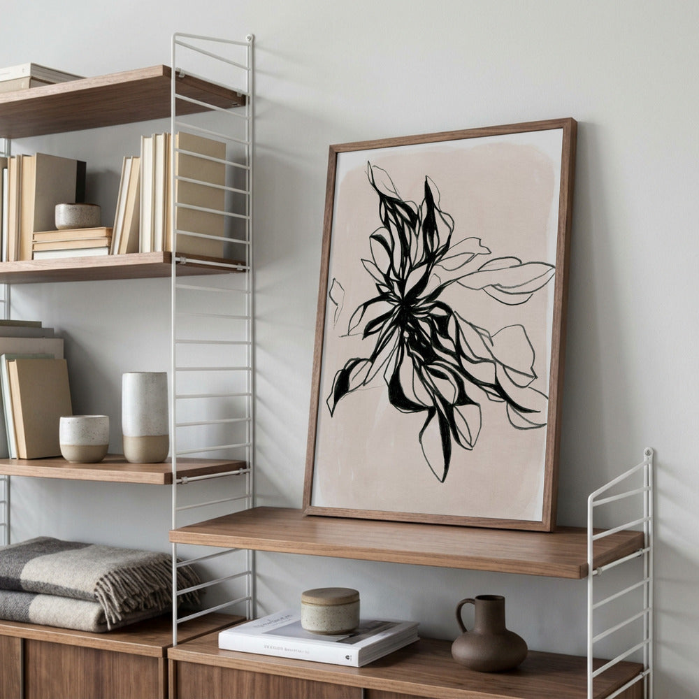Planteillustration i sort