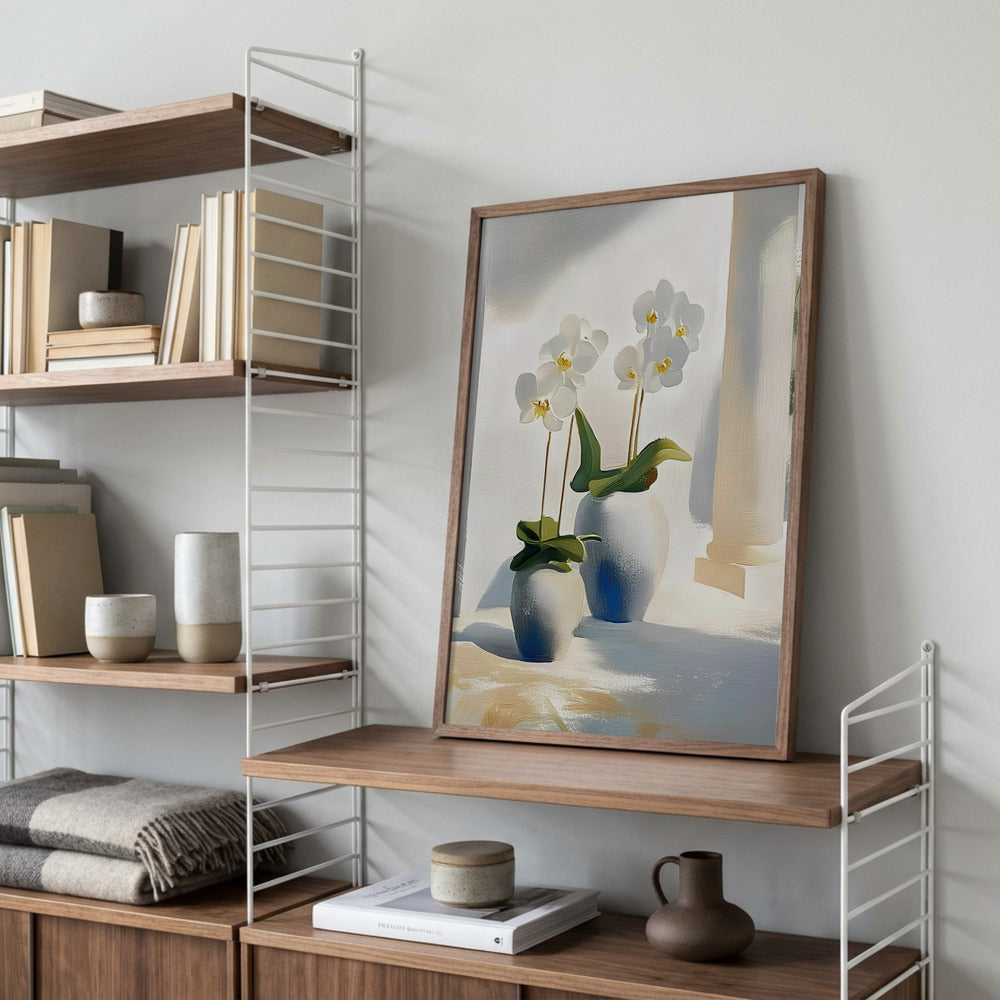 Hvide orkideer på bordet