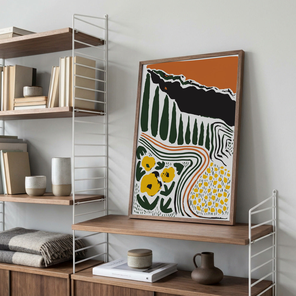 Landskab med blomster